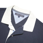 TOMMY HILFIGER Mens Navy White & Red Striped Short Sleeve Polo Shirt S Cotton