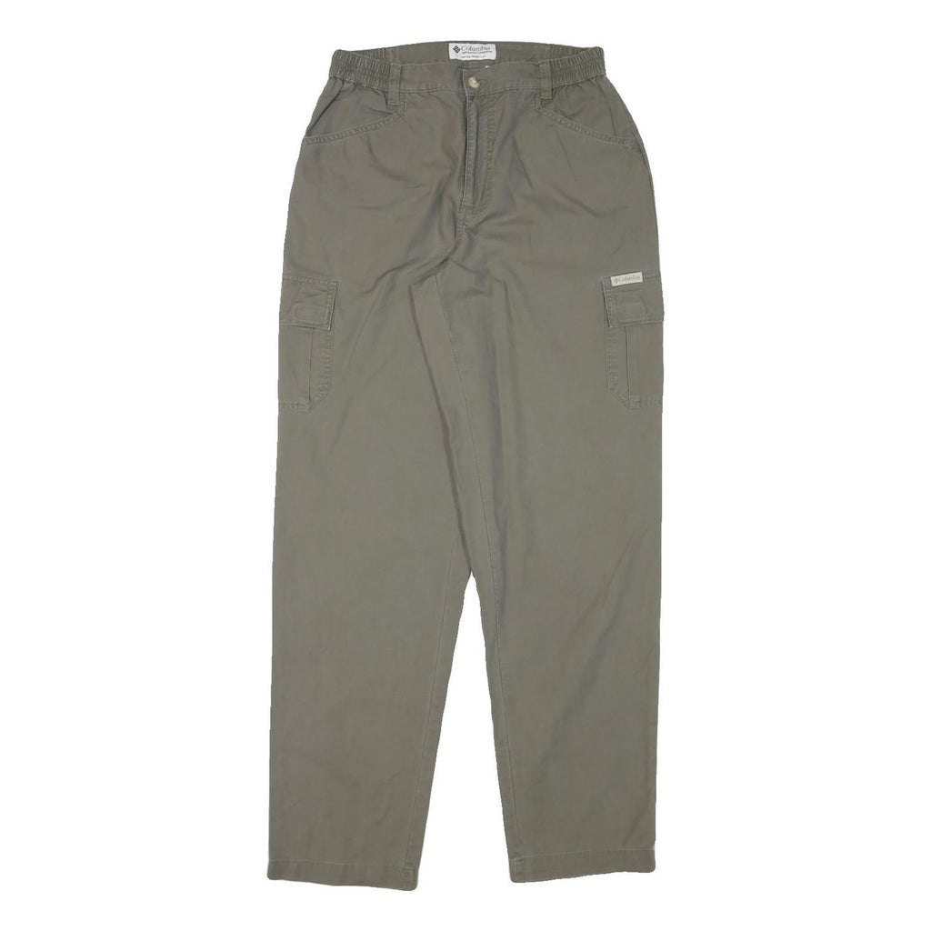 COLUMBIA Mens Relaxed Cotton Blend Khaki Trousers W26 L31 Cargo Zip Closure