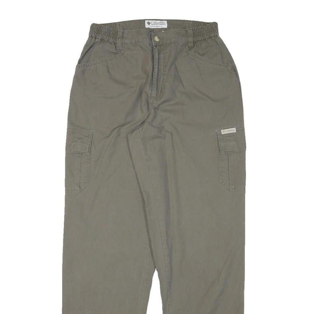 COLUMBIA Mens Relaxed Cotton Blend Khaki Trousers W26 L31 Cargo Zip Closure