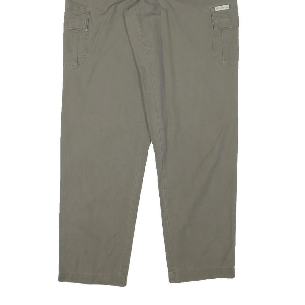 COLUMBIA Mens Relaxed Cotton Blend Khaki Trousers W26 L31 Cargo Zip Closure