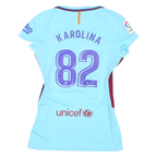 NIKE Womens Blue Barcelona Graphic T-Shirt XS V-Neck Short Sleeve Football