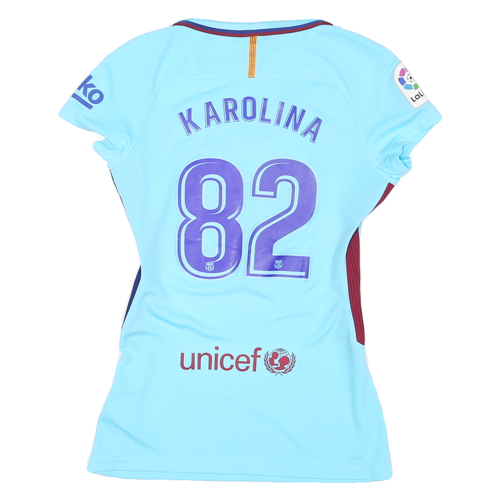 NIKE Womens Blue Barcelona Graphic T-Shirt XS V-Neck Short Sleeve Football