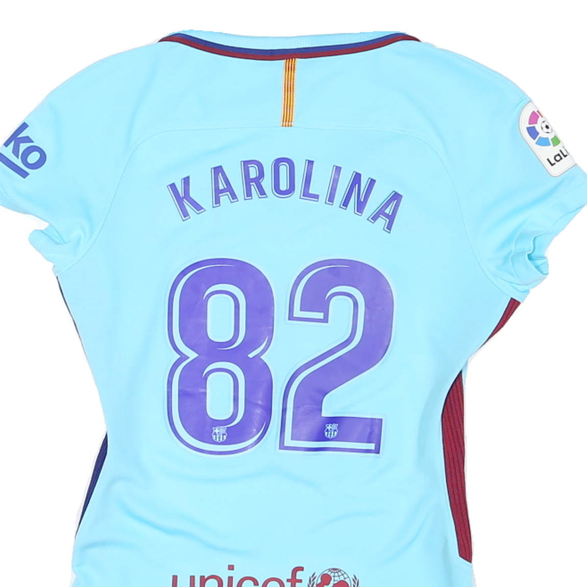 NIKE Womens Blue Barcelona Graphic T-Shirt XS V-Neck Short Sleeve Football