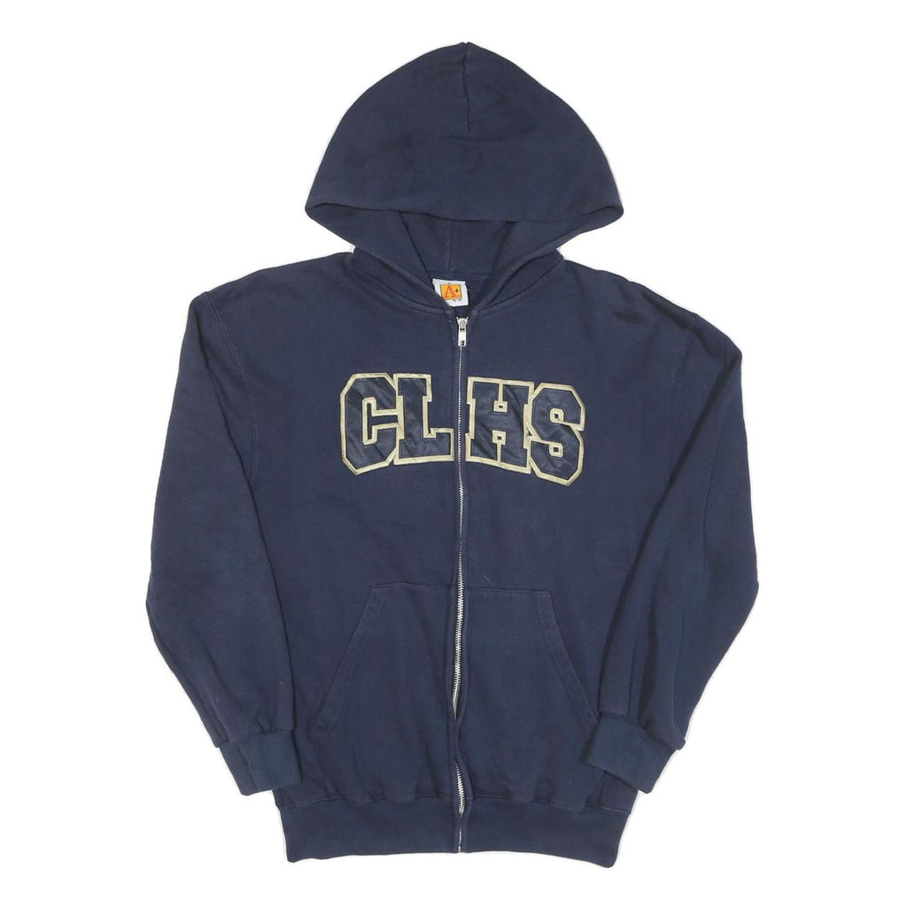 Mens Navy Blue Zipped Hoodie CLHS Logo S Cotton Blend Casual Wear