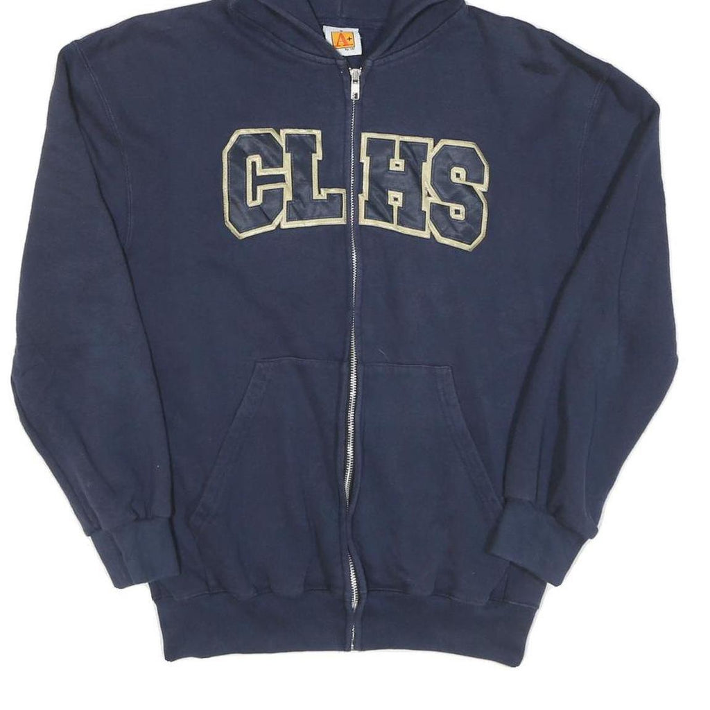 Mens Navy Blue Zipped Hoodie CLHS Logo S Cotton Blend Casual Wear