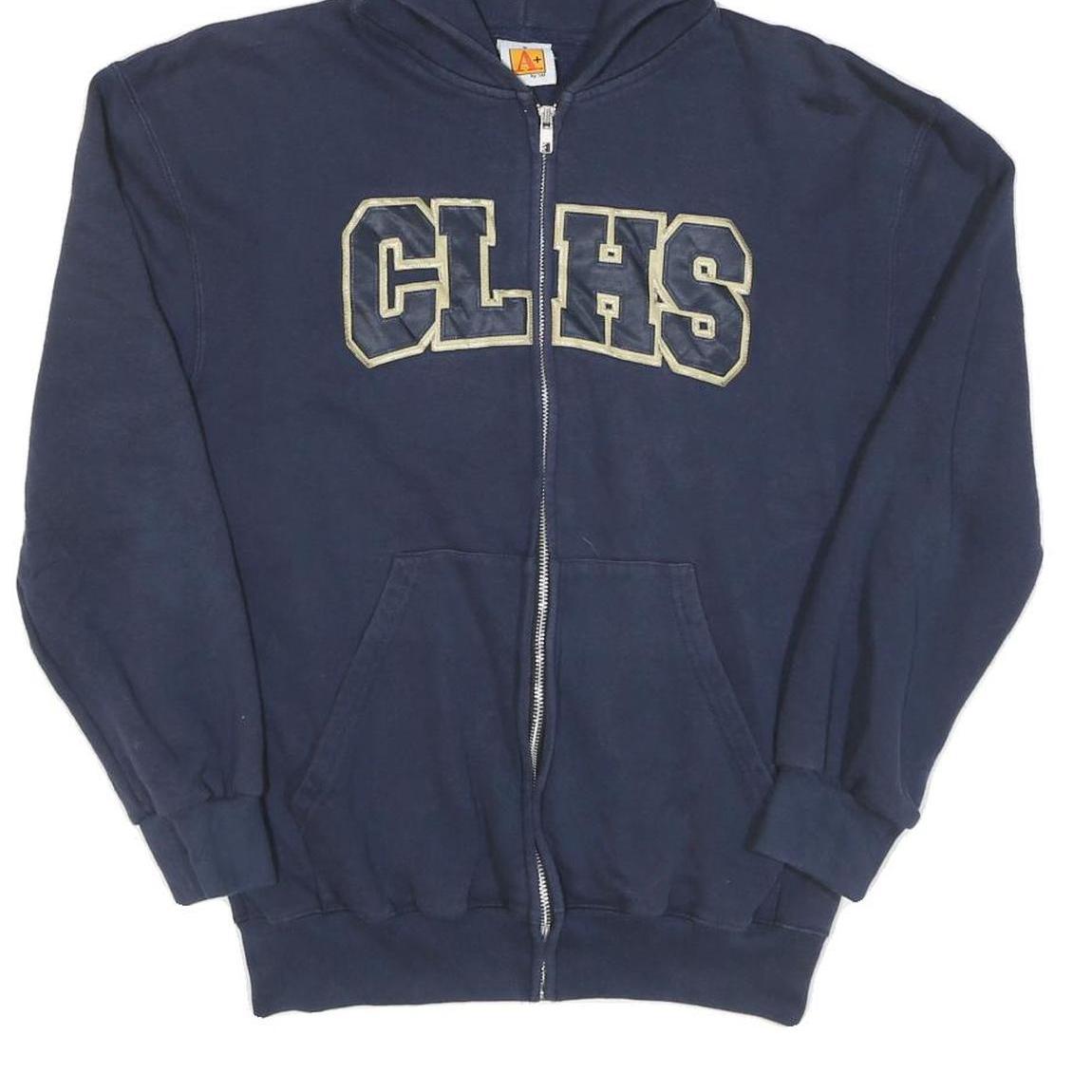 Mens Navy Blue Zipped Hoodie CLHS Logo S Cotton Blend Casual Wear