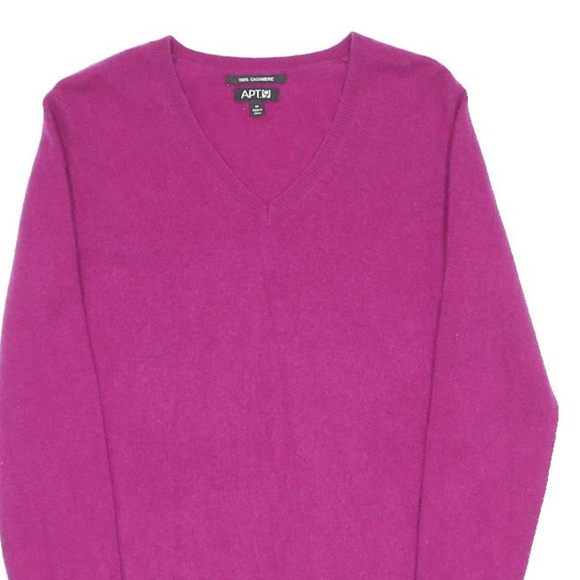 APT 9 Womens Pink Plain Cashmere Patterned V-Neck Basic Knit Jumper M Soft