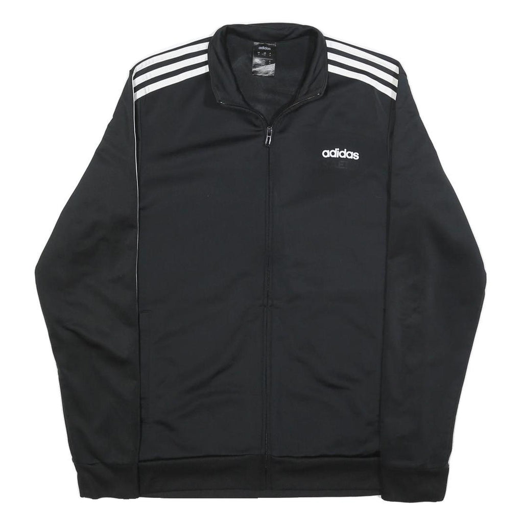 ADIDAS Mens Black & White Track Jacket M Polyester Plain Zip Sports Casual