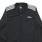 ADIDAS Mens Black & White Track Jacket M Polyester Plain Zip Sports Casual