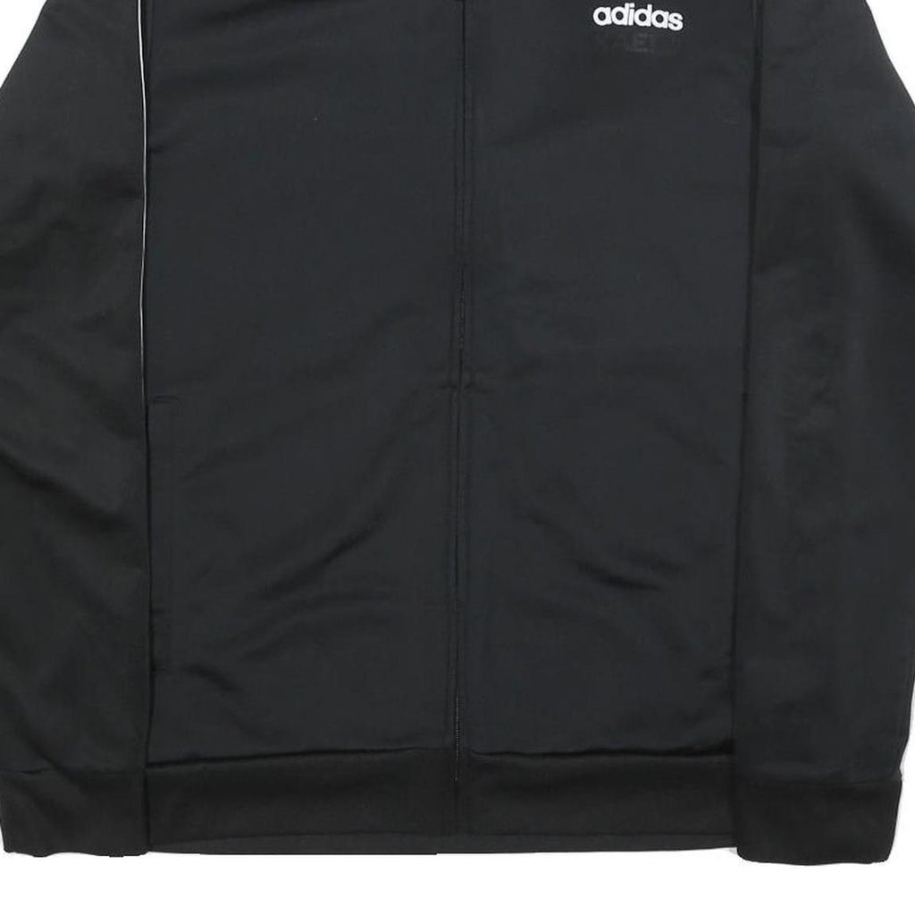 ADIDAS Mens Black & White Track Jacket M Polyester Plain Zip Sports Casual