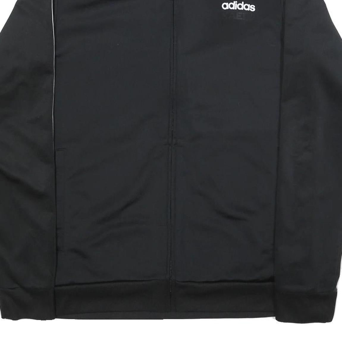 ADIDAS Mens Black & White Track Jacket M Polyester Plain Zip Sports Casual