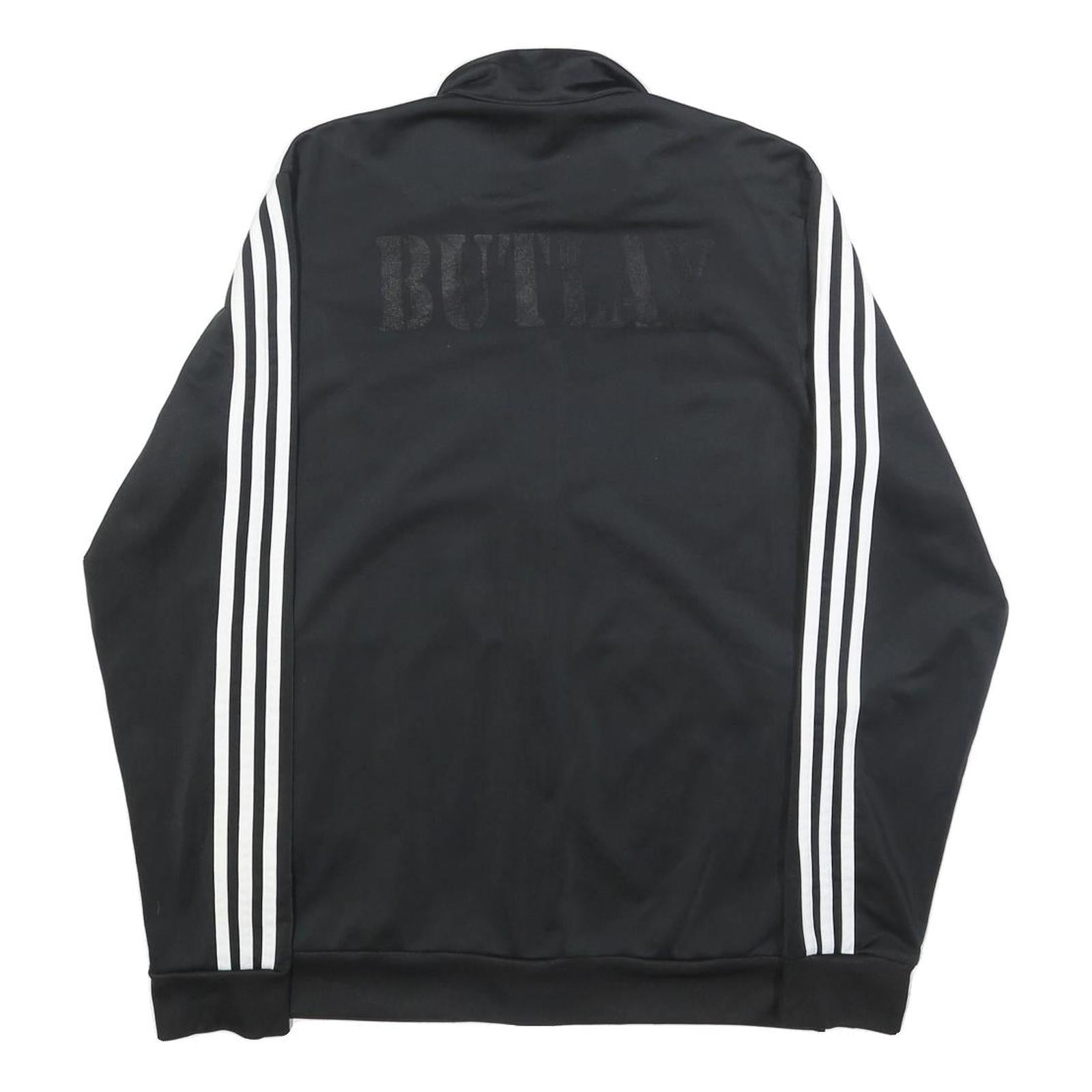 ADIDAS Mens Black & White Track Jacket M Polyester Plain Zip Sports Casual