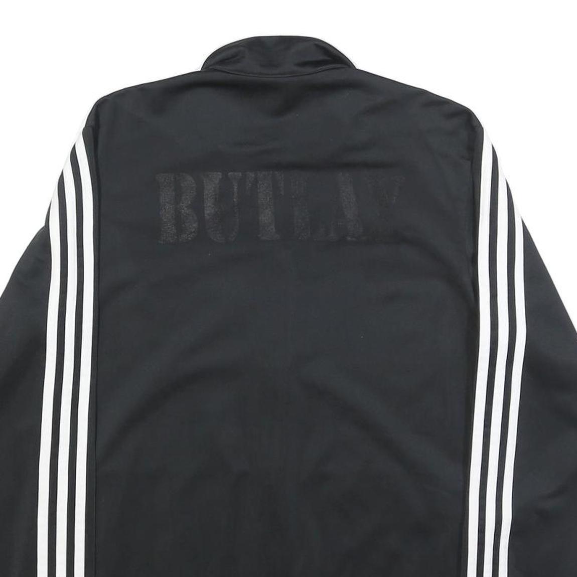 ADIDAS Mens Black & White Track Jacket M Polyester Plain Zip Sports Casual