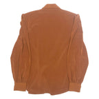 JIN SHIN Womens Blouse Brown V-Neck Long Sleeve L