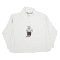NEWPORT Womens White Bear Embroidered Plain Cotton Pullover Jumper S Casual