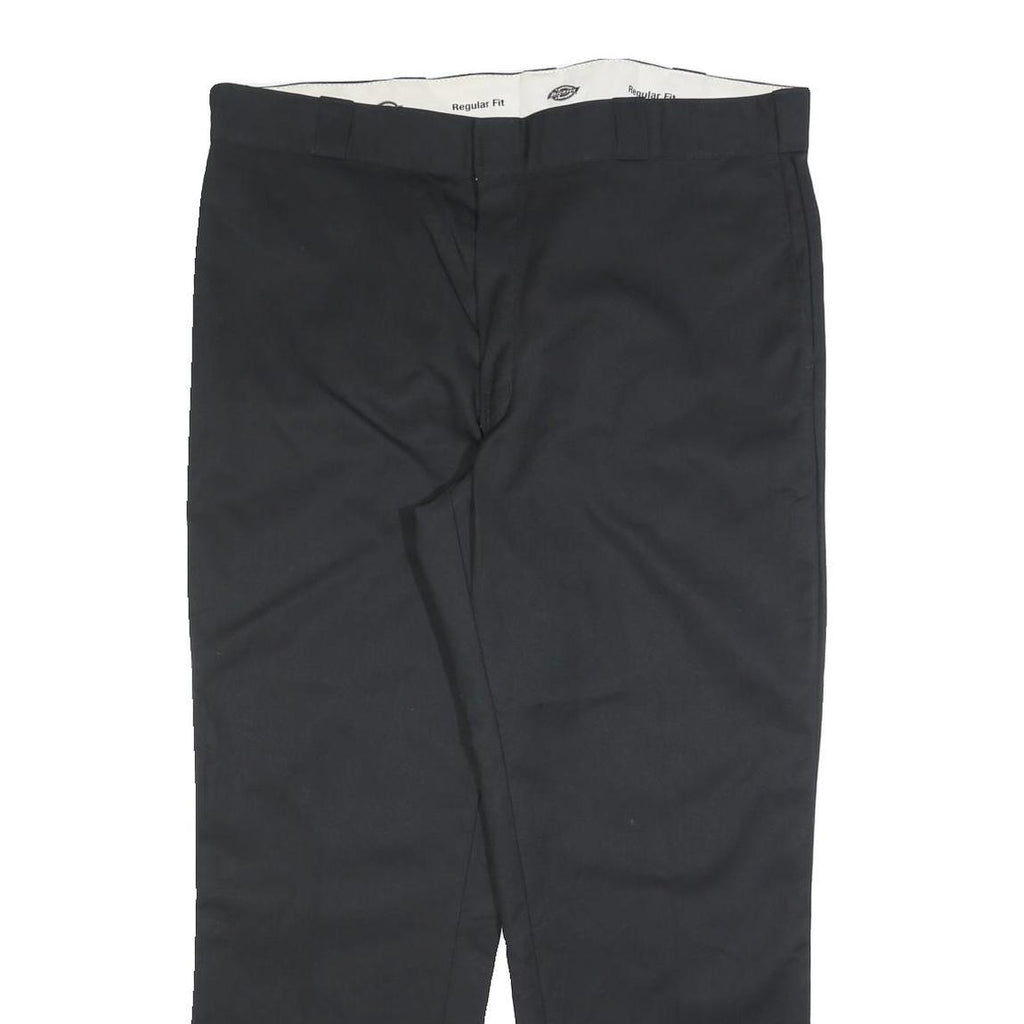 DICKIES Mens Black Cotton Blend Regular Fit Straight Trousers W40 L30 Workwear