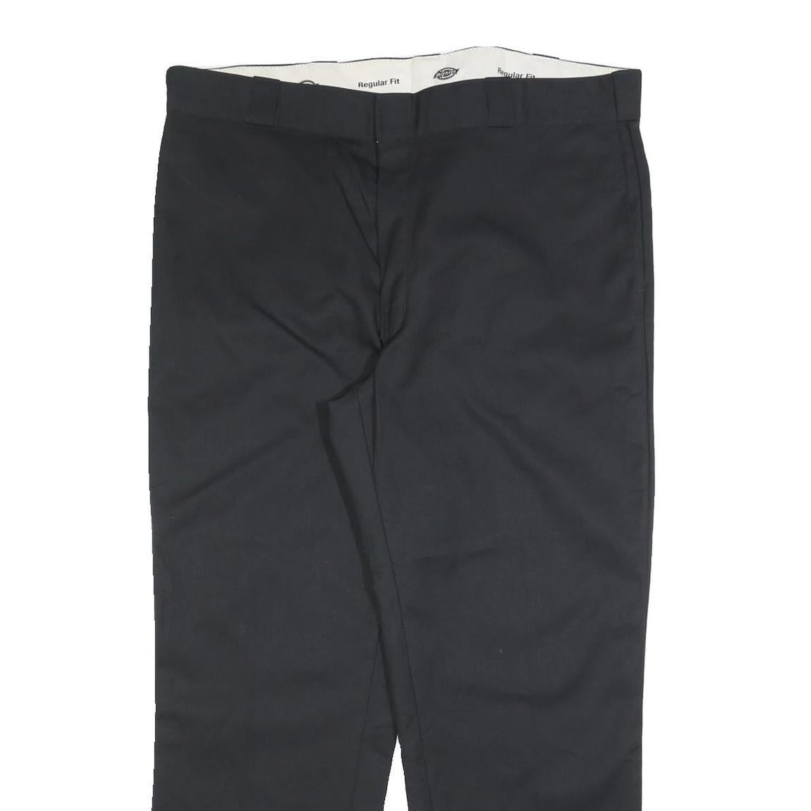 DICKIES Mens Black Cotton Blend Regular Fit Straight Trousers W40 L30 Workwear