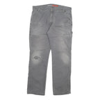 DICKIES Mens Cotton Blend Grey Regular Fit Straight Leg Trousers W36 L32