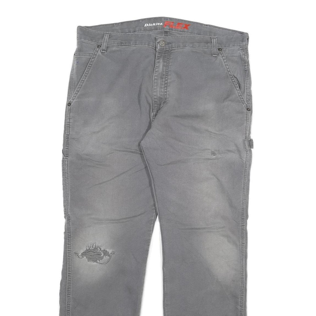 DICKIES Mens Cotton Blend Grey Regular Fit Straight Leg Trousers W36 L32