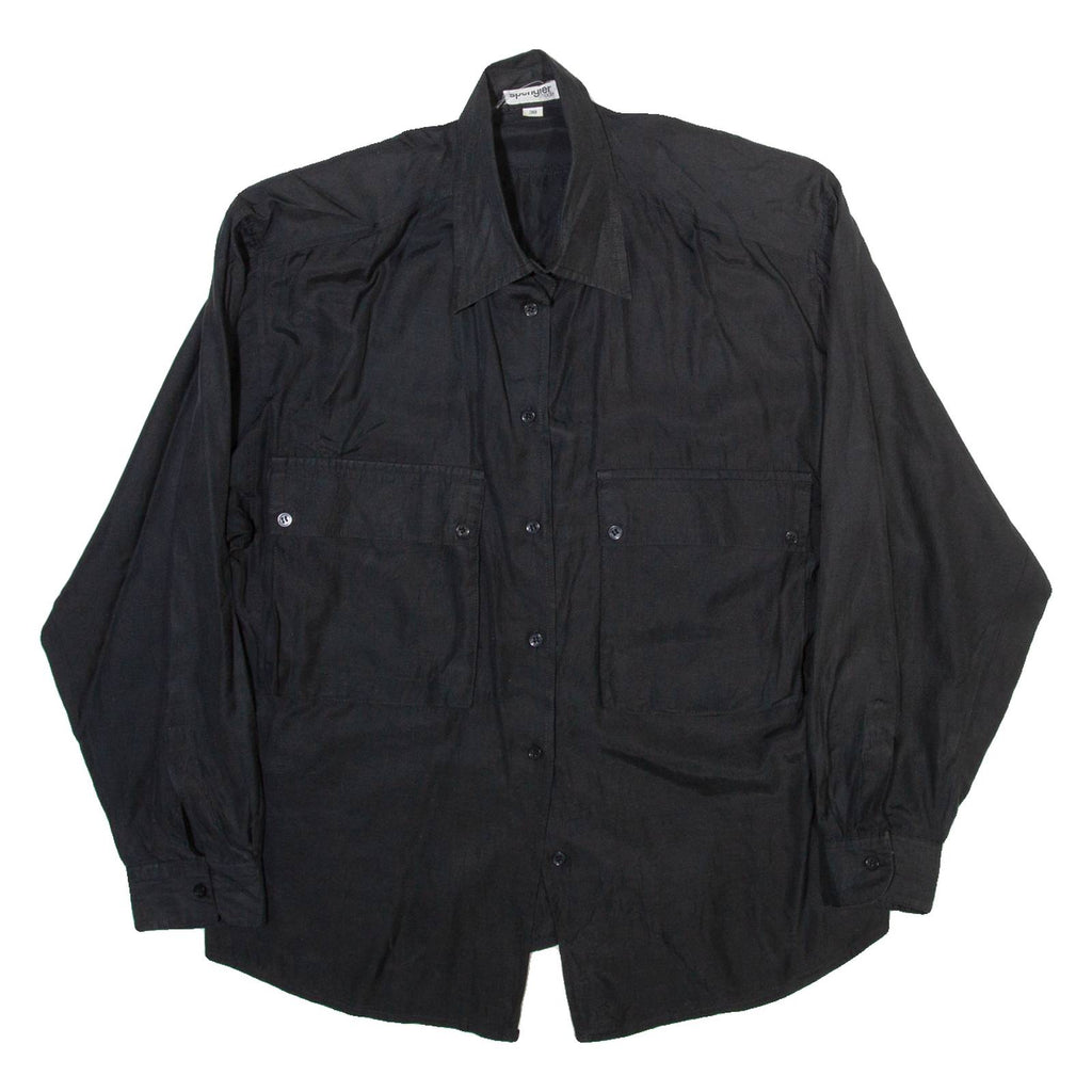 SPENGLER Womens Shirt Black Collared Long Sleeve M
