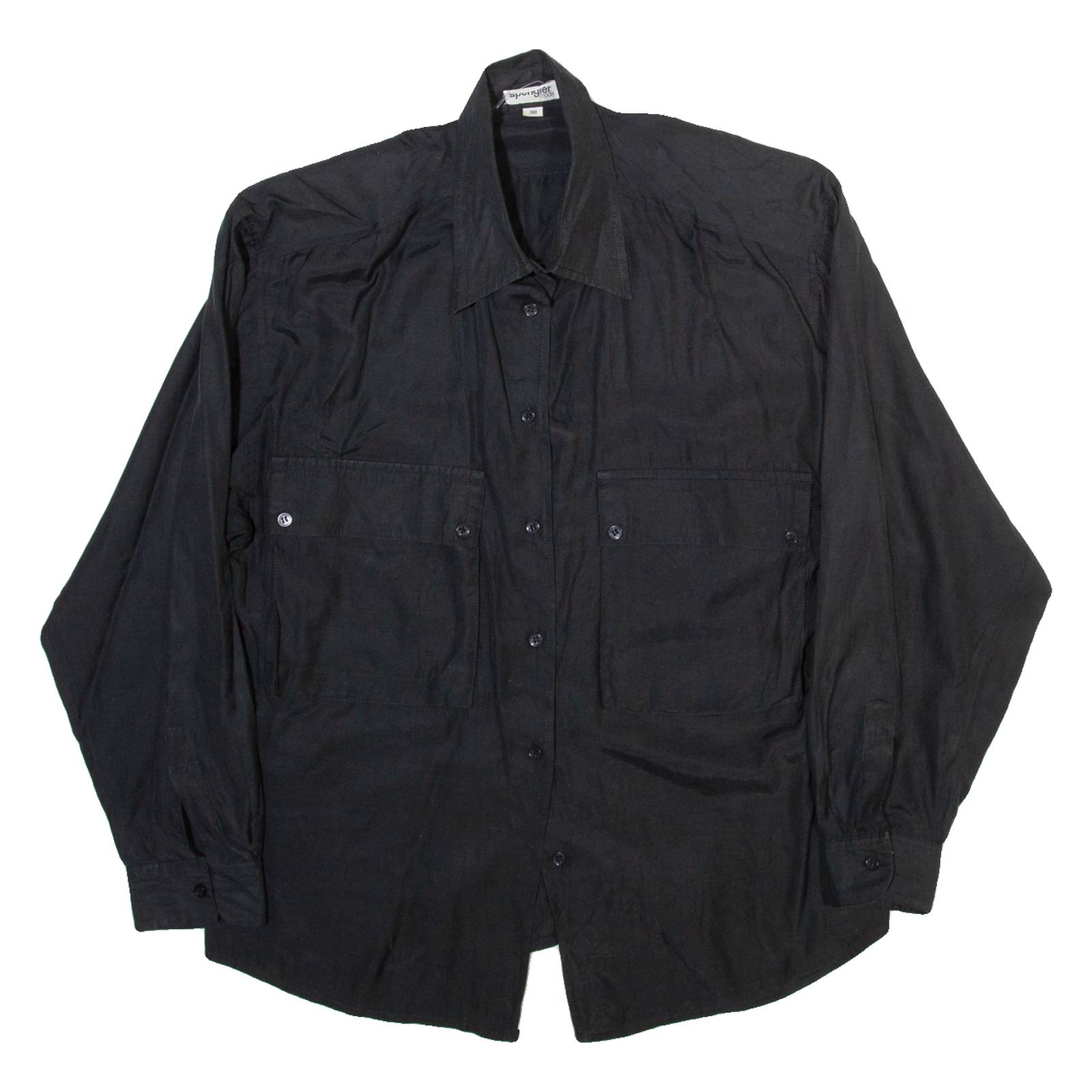 SPENGLER Womens Shirt Black Collared Long Sleeve M