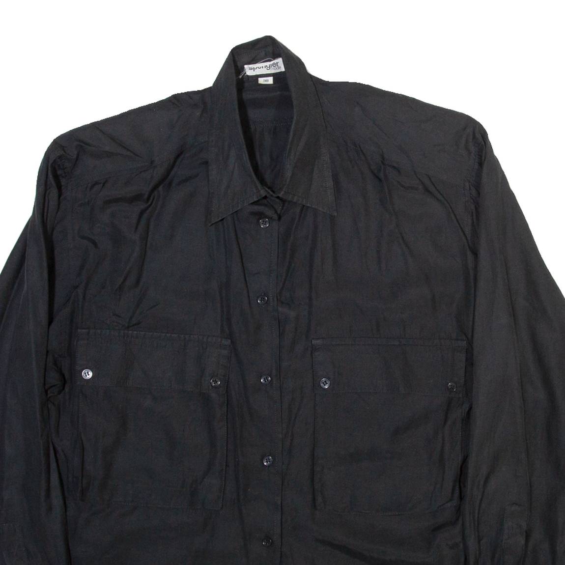 SPENGLER Womens Shirt Black Collared Long Sleeve M