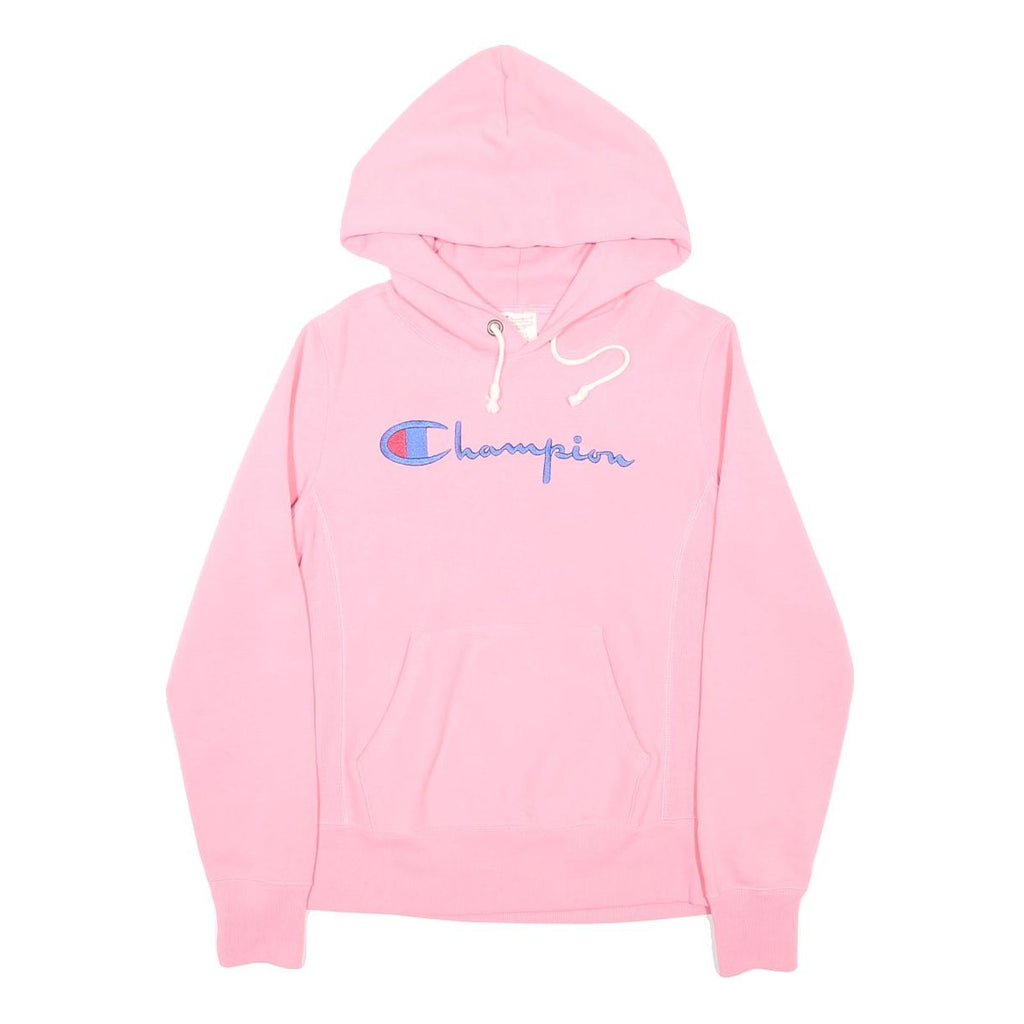 CHAMPION REVERSE WEAVE Womens Pink Hoodie S Embroidered Logo Hooded Sweatshirt