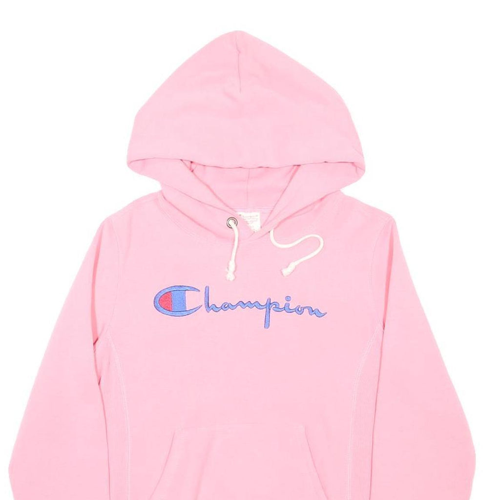 CHAMPION REVERSE WEAVE Womens Pink Hoodie S Embroidered Logo Hooded Sweatshirt