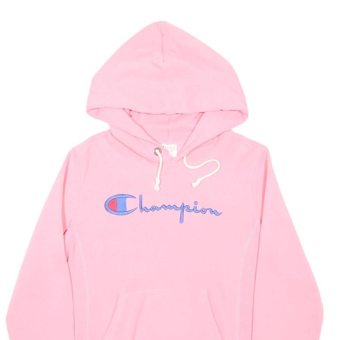 CHAMPION REVERSE WEAVE Womens Pink Hoodie S Embroidered Logo Hooded Sweatshirt