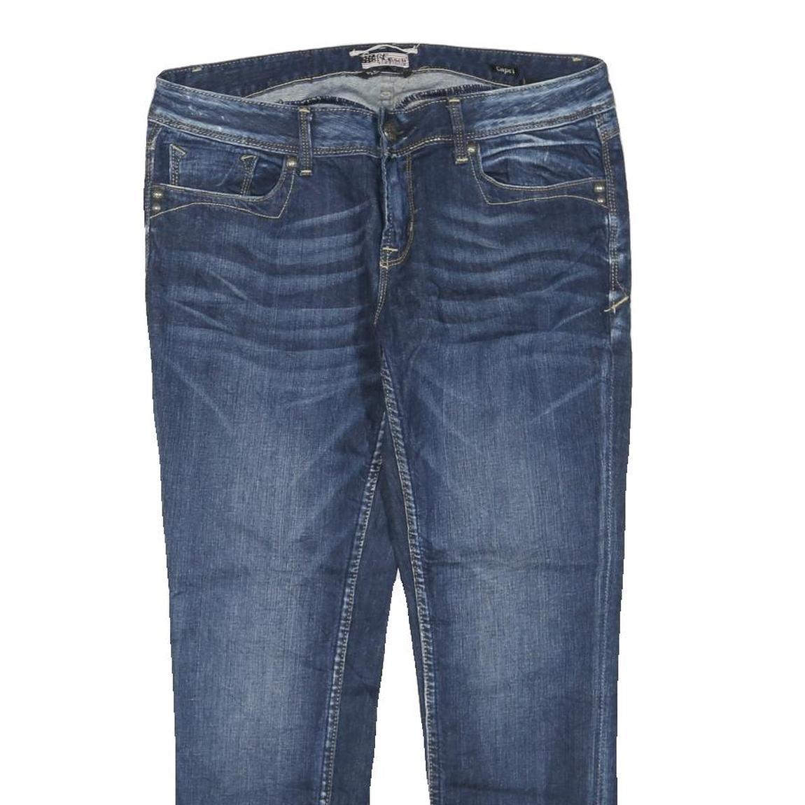 BE ROCK Womens Regular Fit Blue Denim Jeans W32 L25 Embroidered Pockets