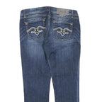 BE ROCK Womens Regular Fit Blue Denim Jeans W32 L25 Embroidered Pockets