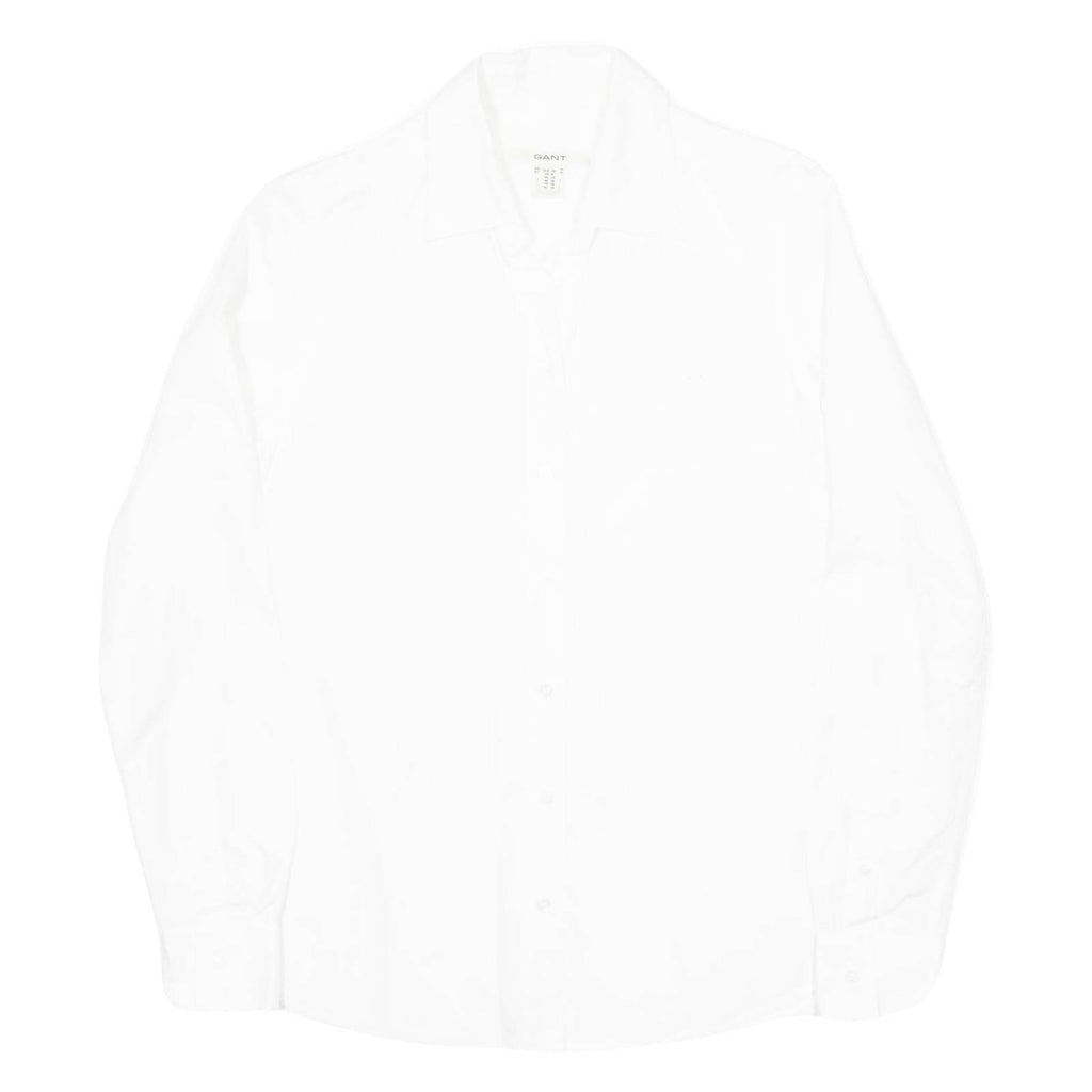 GANT Womens Plain Shirt White Long Sleeve UK 10