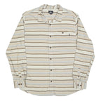 O'NEILL Mens Beige & Brown Striped Shirt XL Button Down Cotton Blend Casual