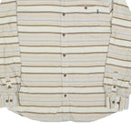 O'NEILL Mens Beige & Brown Striped Shirt XL Button Down Cotton Blend Casual