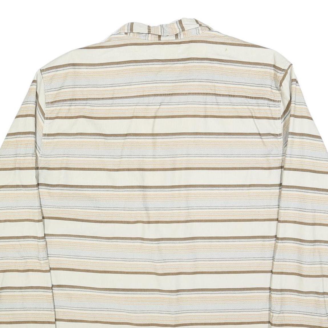 O'NEILL Mens Beige & Brown Striped Shirt XL Button Down Cotton Blend Casual