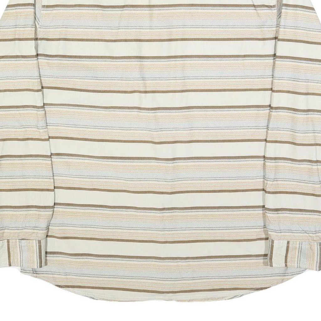 O'NEILL Mens Beige & Brown Striped Shirt XL Button Down Cotton Blend Casual