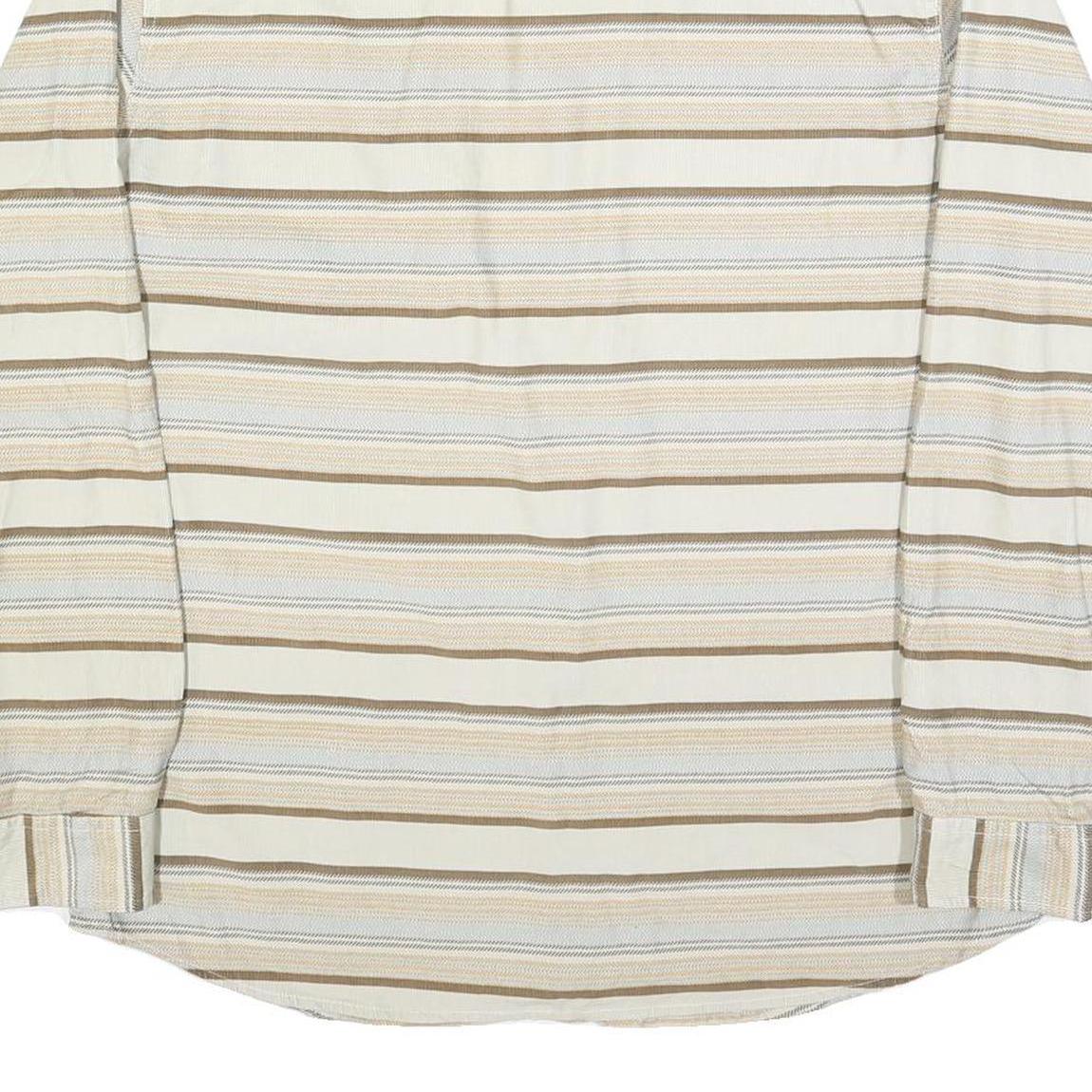 O'NEILL Mens Beige & Brown Striped Shirt XL Button Down Cotton Blend Casual