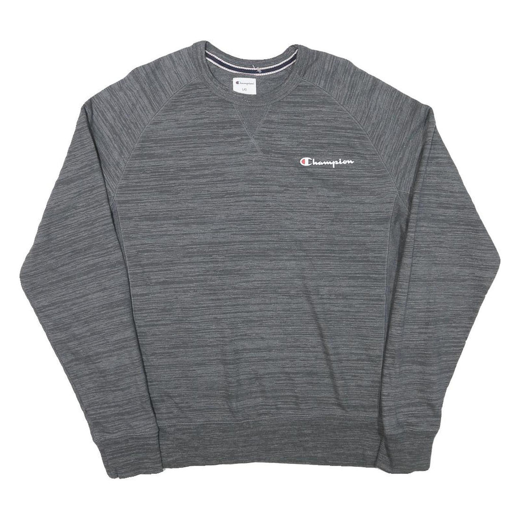 CHAMPION Mens Grey Crew Neck L Sweatshirt Cotton Blend Casual Athletic Pullover