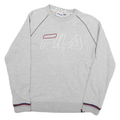 FILA Mens Grey Cotton Blend Crew Neck Sweatshirt M Logo Embroidered Casual