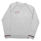 FILA Mens Grey Cotton Blend Crew Neck Sweatshirt M Logo Embroidered Casual