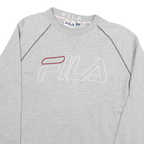 FILA Mens Grey Cotton Blend Crew Neck Sweatshirt M Logo Embroidered Casual