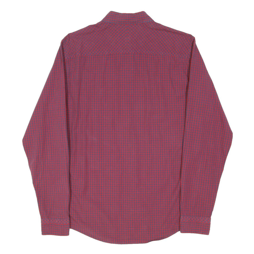 TIMBERLAND Mens Red & Blue Check Shirt M Cotton Blend Button Down Collar Casual