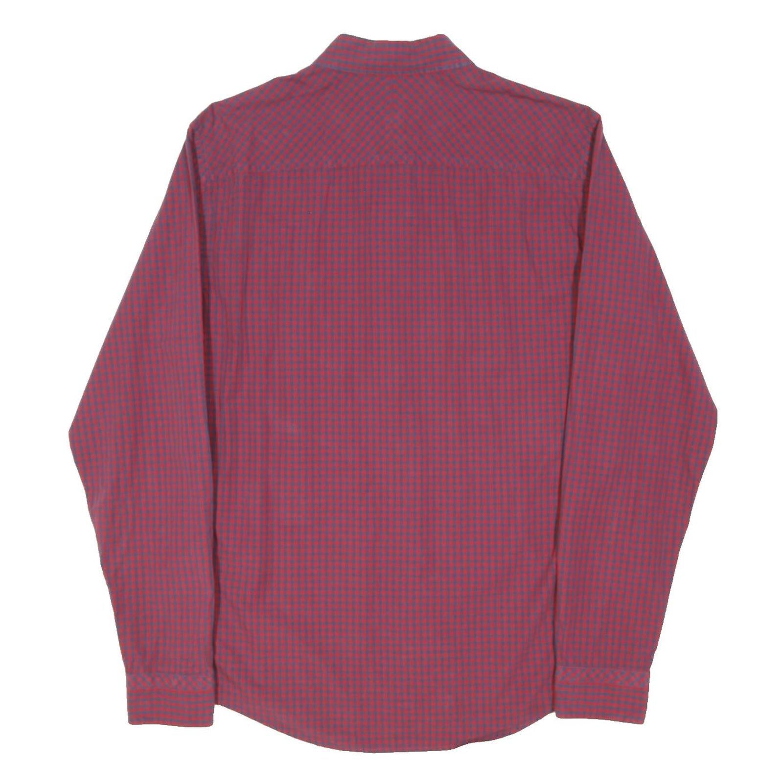 TIMBERLAND Mens Red & Blue Check Shirt M Cotton Blend Button Down Collar Casual