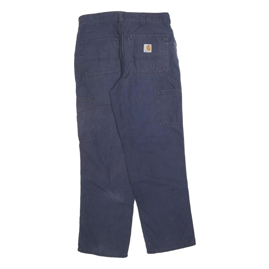 CARHARTT Mens Cotton Blend Navy Relaxed Straight Trousers W30 L30 Workwear