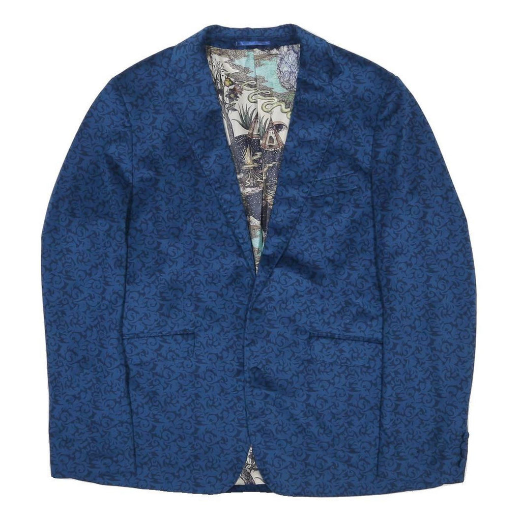 FERAUD Mens Blue Floral Jacket XL Polyester Button Classic Patterned Blazer