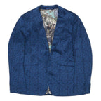 FERAUD Mens Blue Floral Jacket XL Polyester Button Classic Patterned Blazer
