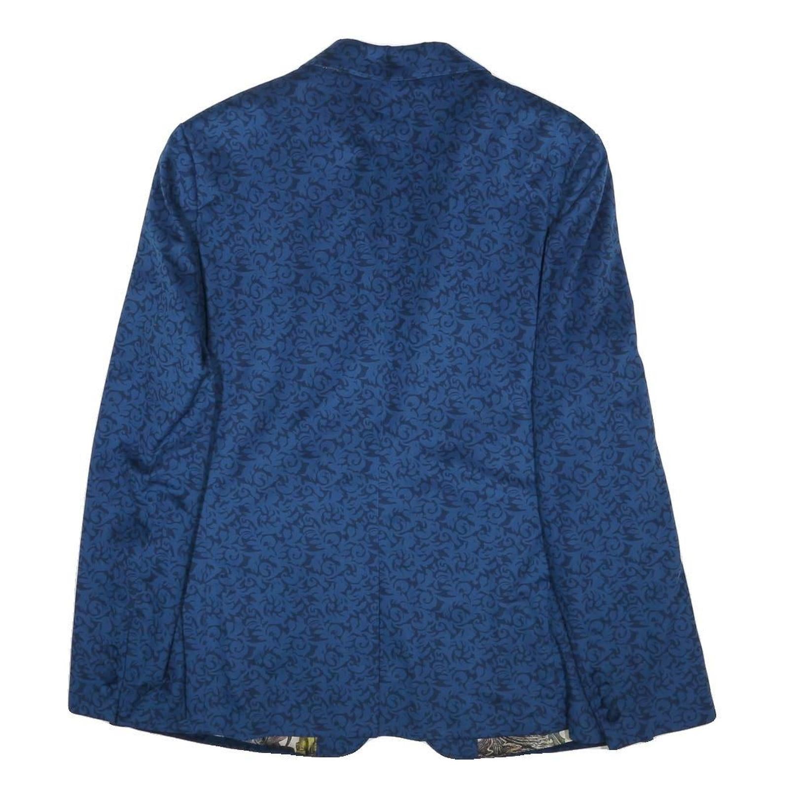 FERAUD Mens Blue Floral Jacket XL Polyester Button Classic Patterned Blazer