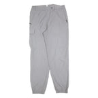 Mens Grey Polyester Blend Regular Fit Trousers W32 L32 Cargo Pockets Zip Closure