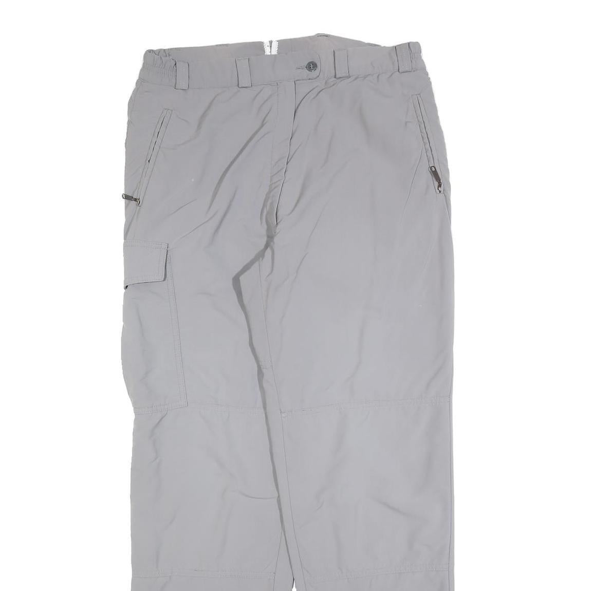 Mens Grey Polyester Blend Regular Fit Trousers W32 L32 Cargo Pockets Zip Closure