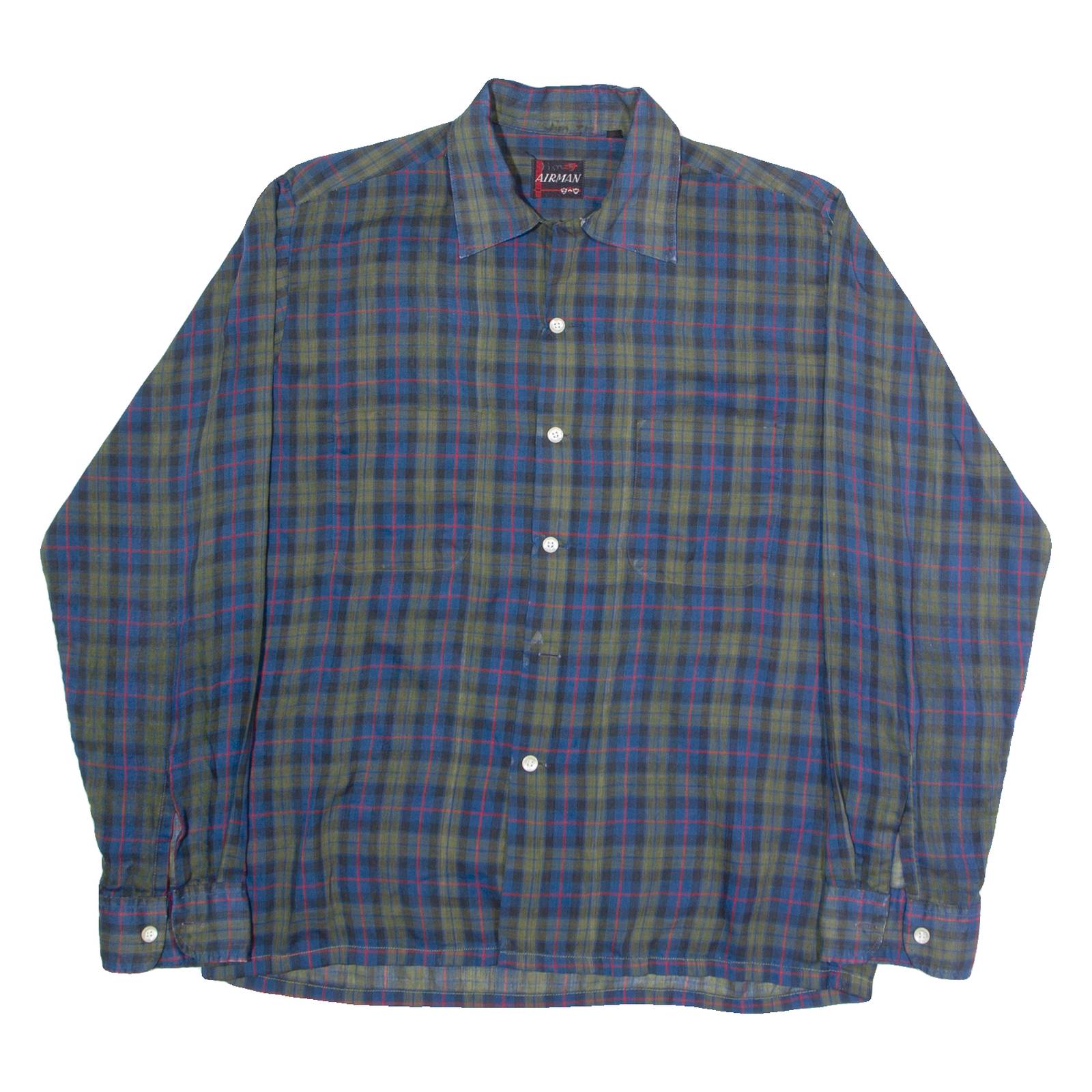 AIRMAN Mens Shirt Blue Check Long Sleeve M
